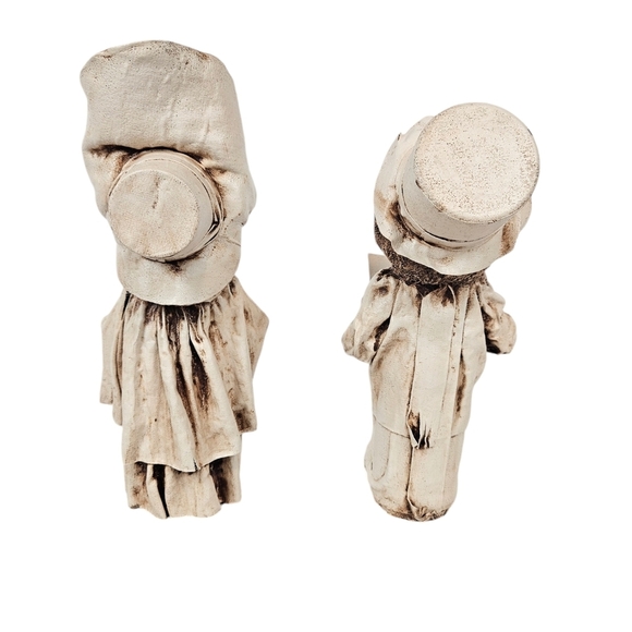 Vintage Minimalist Paper Mache‎ Boy & Girl 12" Christmas Caroler Set of 2 - Picture 4 of 10